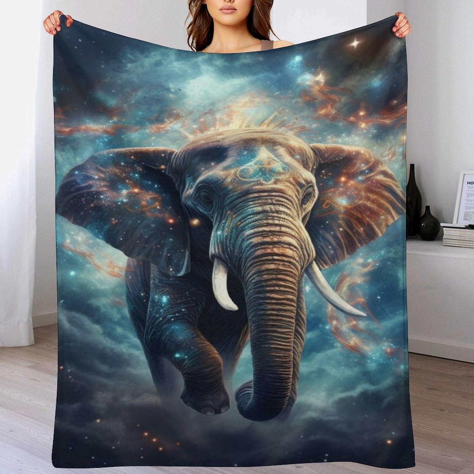 Manta con estampado de elefante para sofá, manta de franela para evitar el frío 1