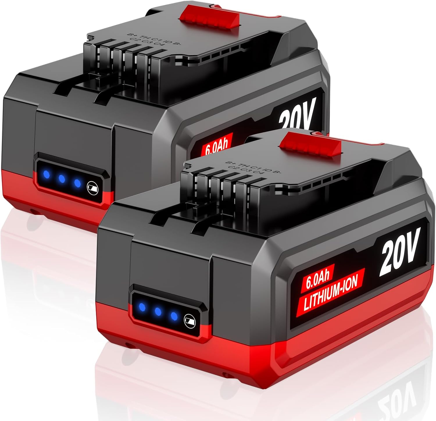 TenHutt 【High Capacity】 2-Pack 6.0Ah High Power Replacement for Bauer 20v Lithium Battery 1907C-B 1702C-B 1701C-B, Compatible with Bauer 20-Volt Cordless Power Tools & Charger 1704C-B 1906C-B