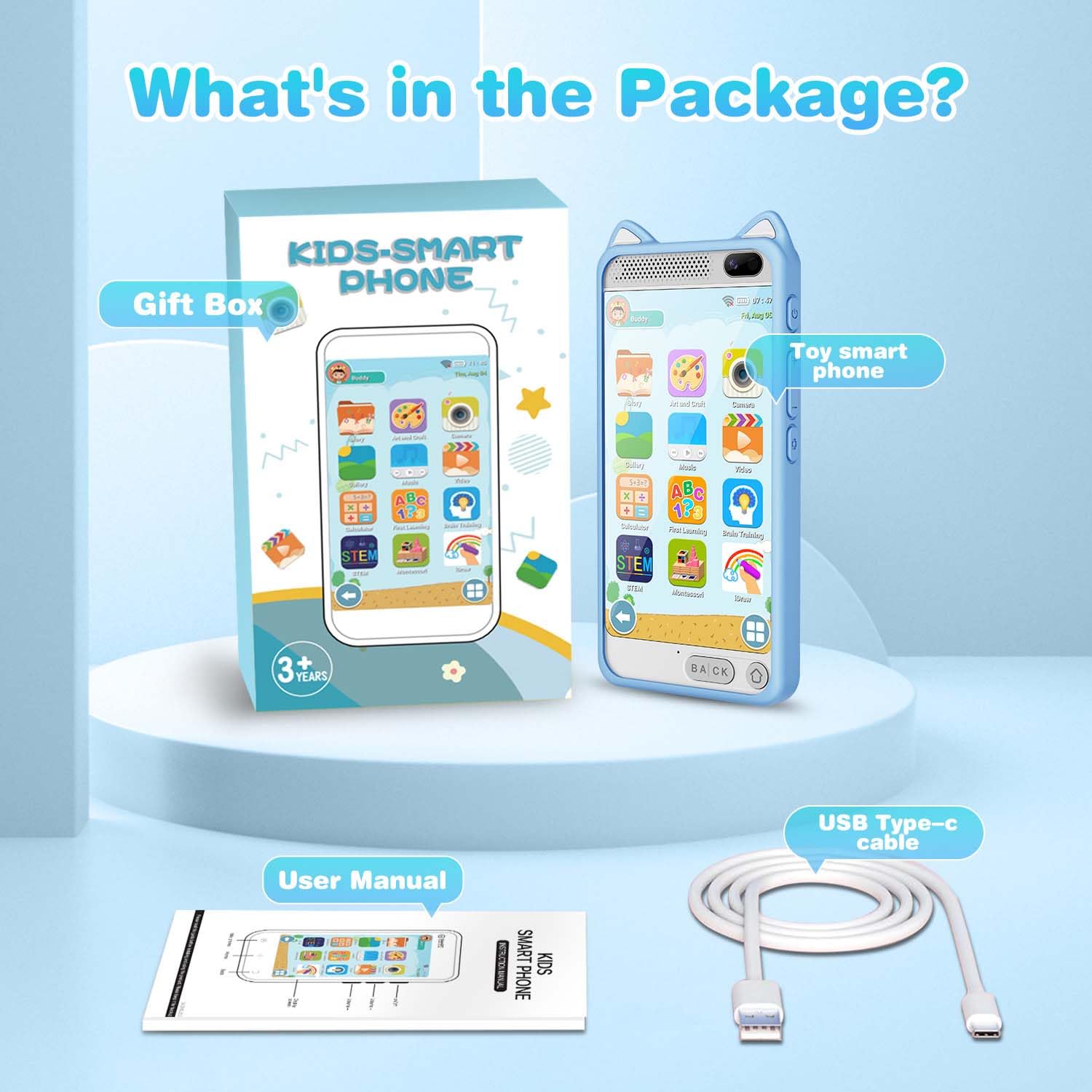 Smartphone Niños, Teléfono Móvil para Niños Navidad Cumpleanos Regalo Juguetes Nina 3 4 5 6 7 8 9 10 Años, Movil para Niños con Juegos de Aprendizaje