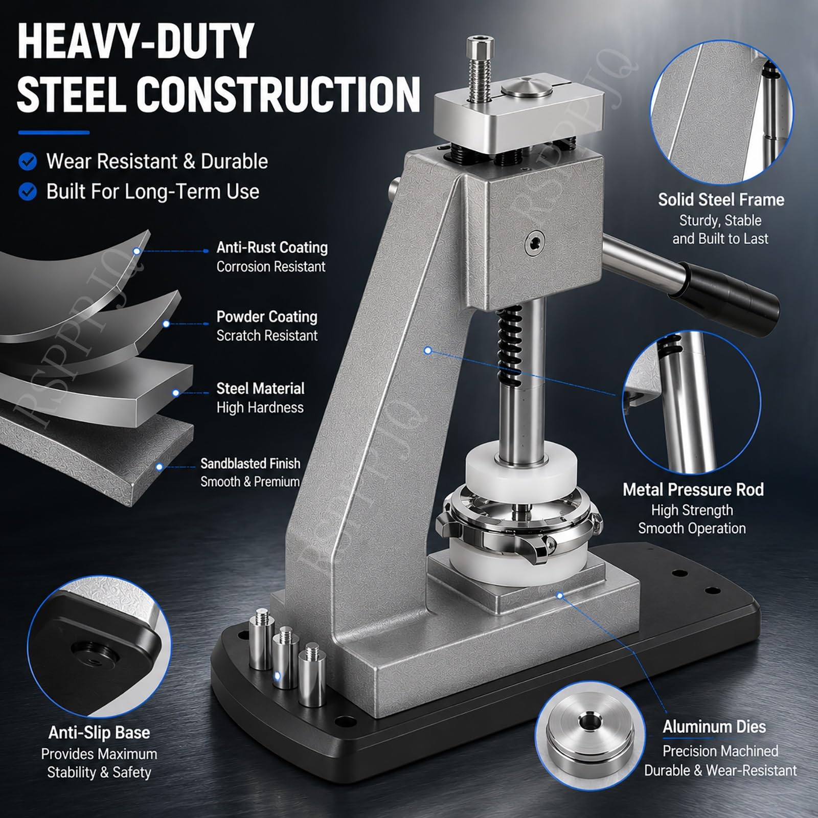 Kit de Herramientas de Prensa de Reloj con 25 Troqueles, laminador de Cristal de Fondo de Caja, for Abrir/Cerrar respaldos y reemplazar Banda/batería/Espejo for Relojes de 0,63 a 1,73 Pulgadas