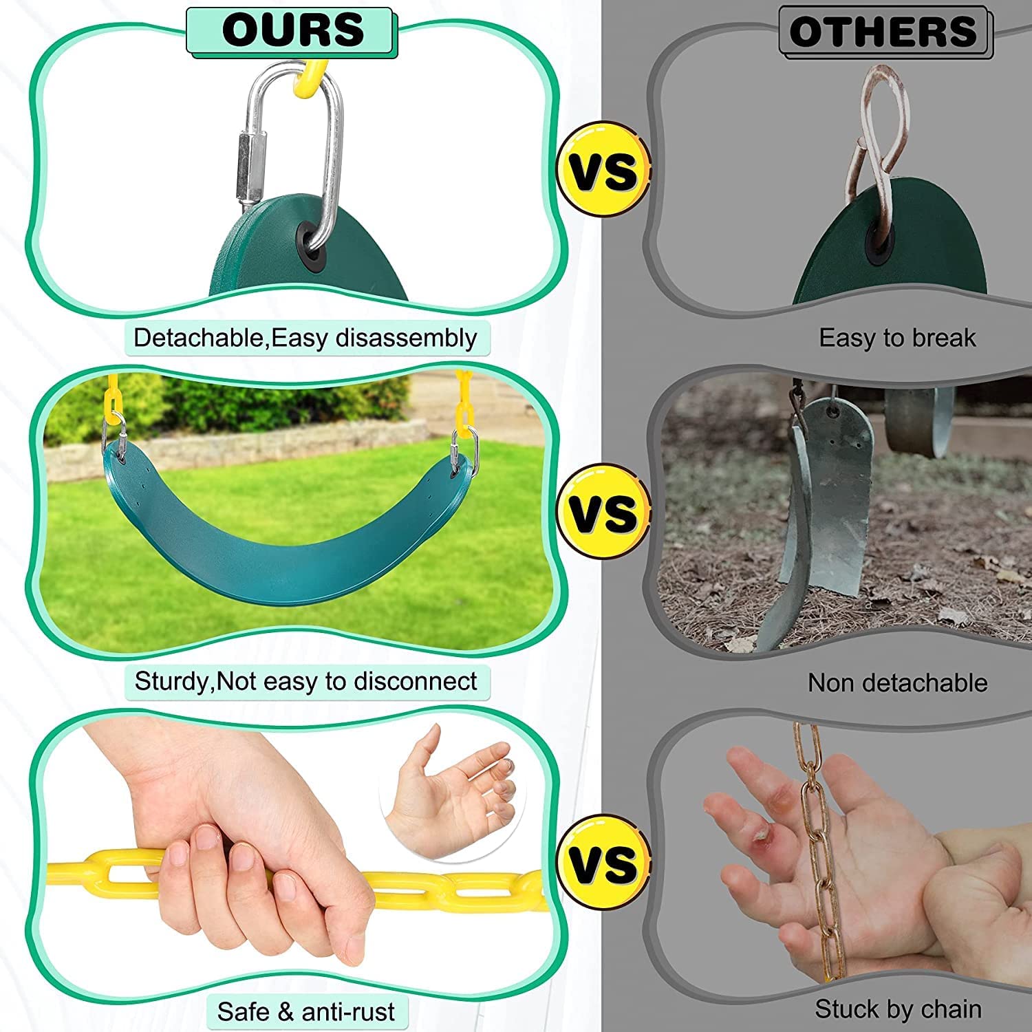 REZNOR Flexible Swing Seat Set for Kids/Adults Outdoor Park Garden Tree Backyard with 60 Plastic Coated Chain, Weight Support Upto 150Kg, Blue, (61 X 14 X 160Cm) 1