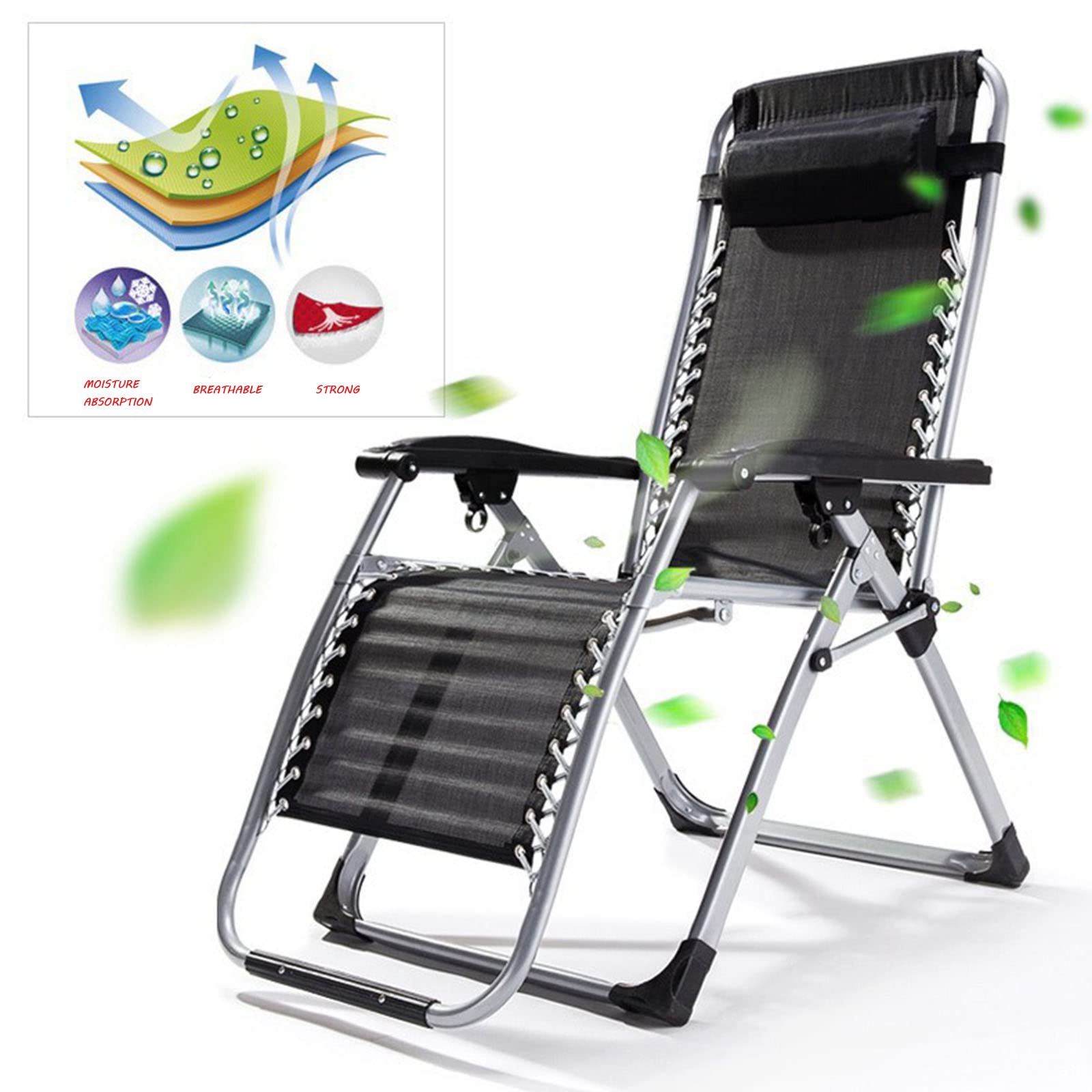 Sillón de Gravedad Cero de Gran tamaño, sillón reclinable para jardín, sillón reclinable Plegable para Patio al Aire Libre, Chaise Plegable portátil, G