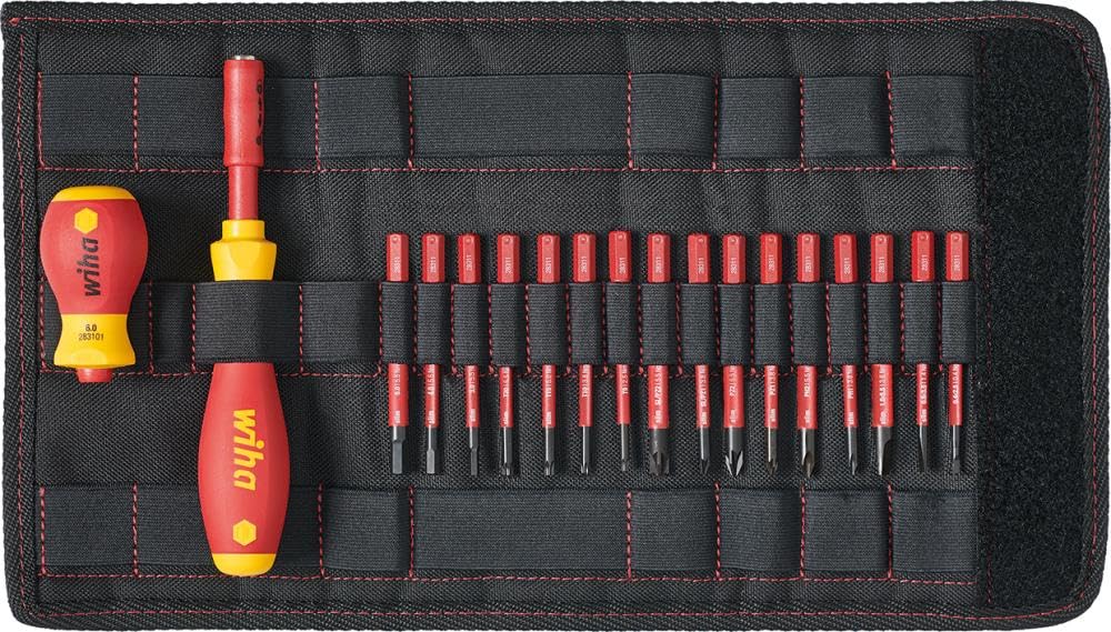 2831T18, slimVario Screwdriver and Bits Set, with Stubby in bag, VDE Insulated, (41231), 18 Pieces, SLOTTED - POZIDRIV - PHILIPS - SL/POZI - STAR - HEX, Black Case