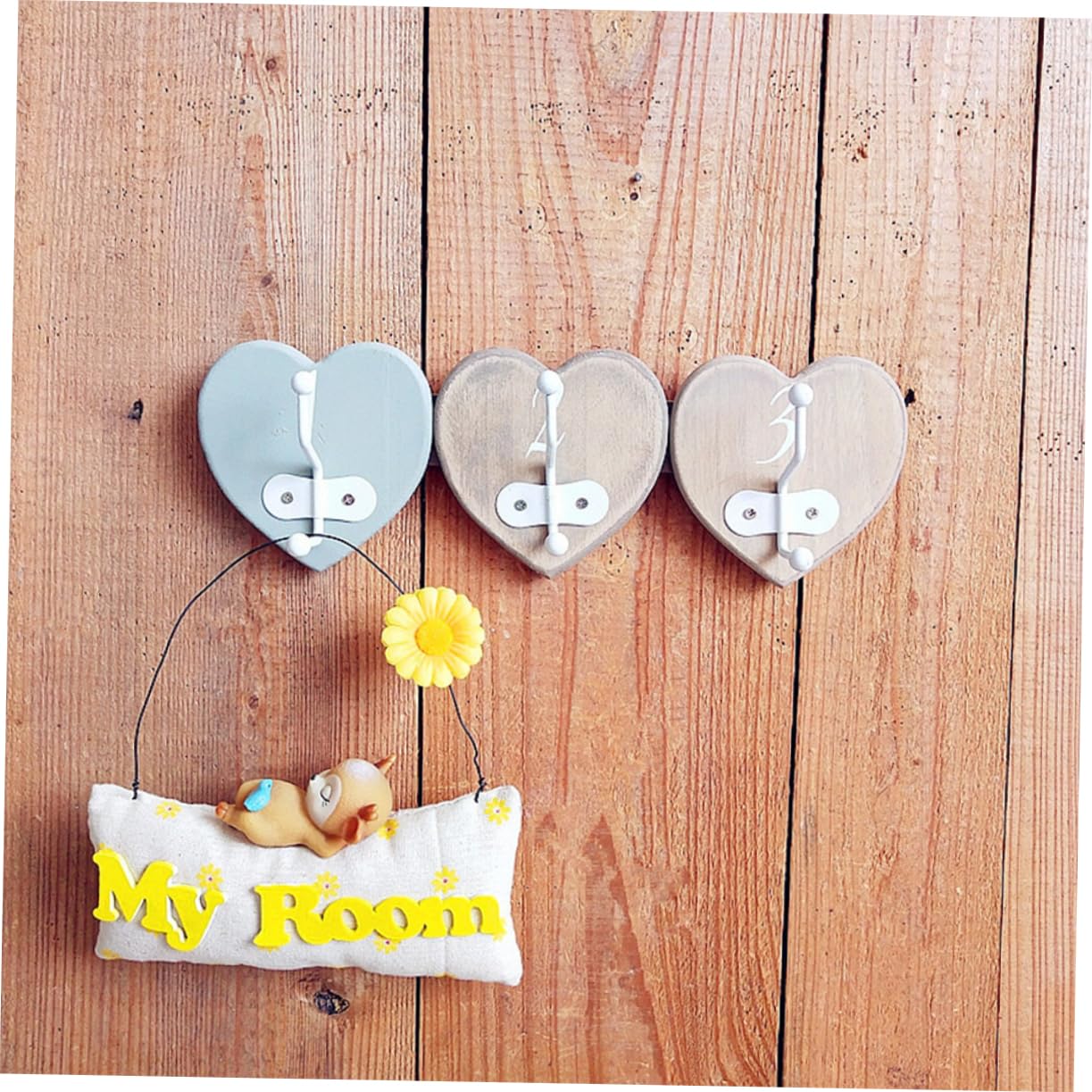 ARTIBETTER 2-Pack Heart Shaped Wall Hooks - Wooden Key & Scarf Organizer For Home Decor