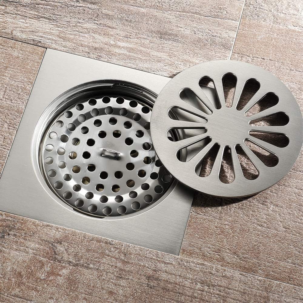 Desagüe de Suelo de latón para baño, desagües de Suelo de Ducha con Forma de Flor de baño Cuadrado clásico para baño Familiar