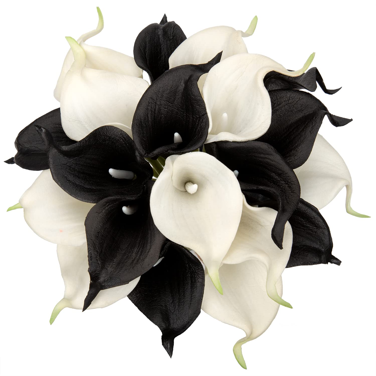 Blck and White Flowers Calla Lily Artificial Flowers Real Touch Flowers Fake Lily Fake Flowers for Decoration Calla Lillies Artificial Spring Flowers Tiger Lilly Flowers Calla Lily Bouquet for Decor