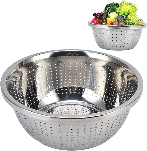 Miniatura 10 de Colador microporoso de acero inoxidable, cesta de lavado de verduras 304 Colador de cocina de acero inoxidable Escurridor de cuenco de metal para