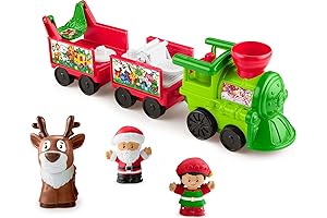 Fisher-Price Little People Toddler Toy Musical Christmas Train with Reindeer Figurine