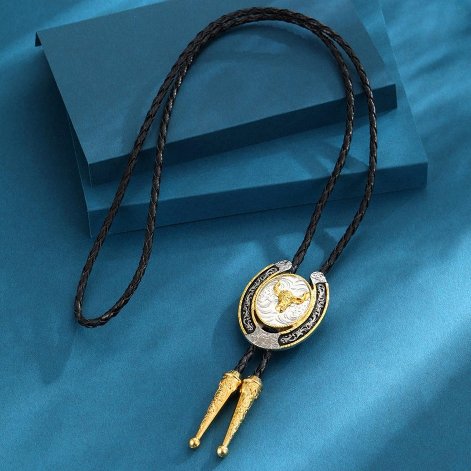 Cravatte da Cowboy, Elegante con Ciondolo Forma di Testa Cervo, Cravatta a(Deer Head Model)