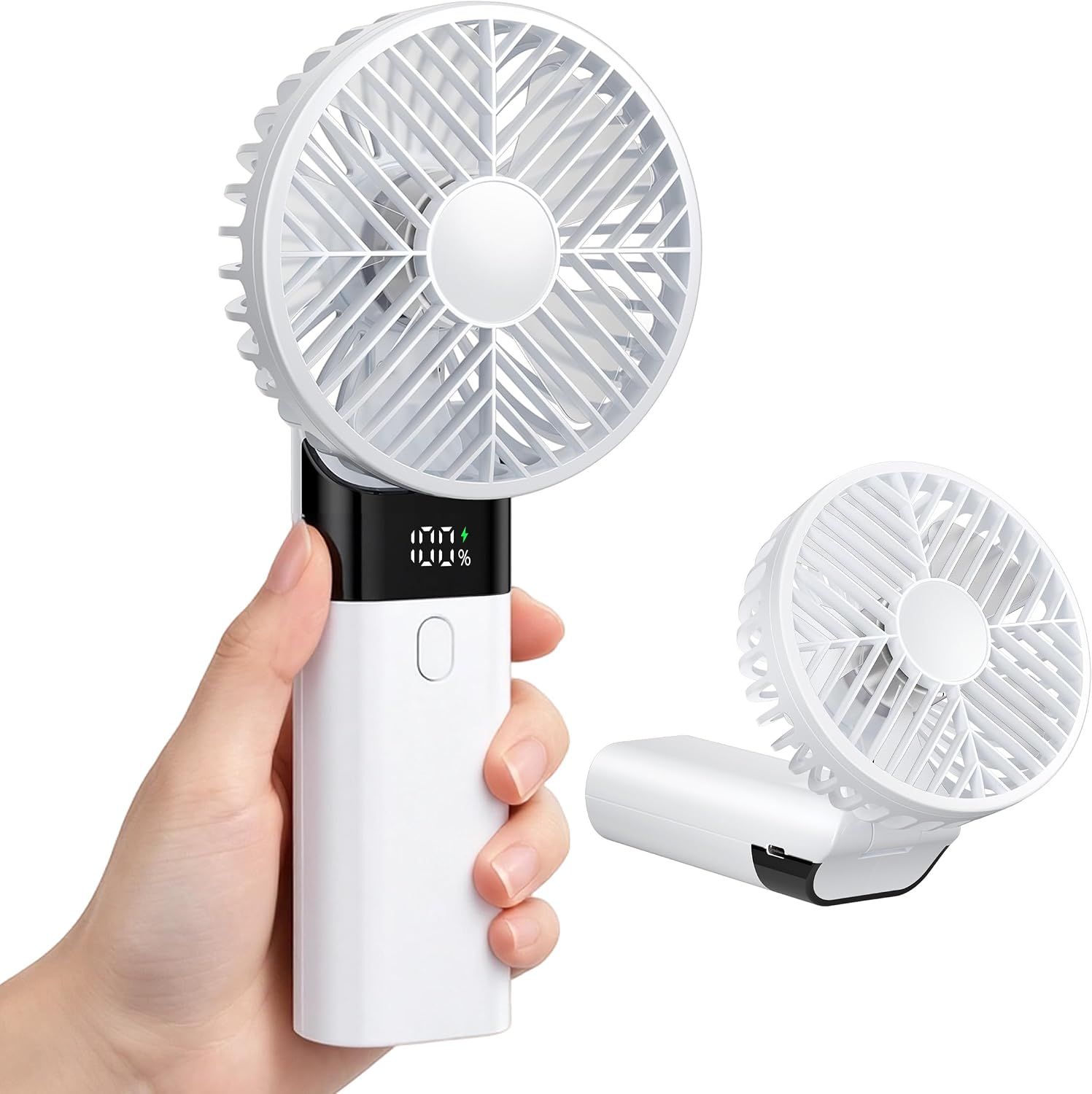 HAWANA Handheld Fan Rechargeable, Portable Mini Fan with 3000mAh Battery, Up to 10H Runtime, 180° Foldable Personal Fan, USB Travel Fan for Pocket, Office, Bedroom, Camping