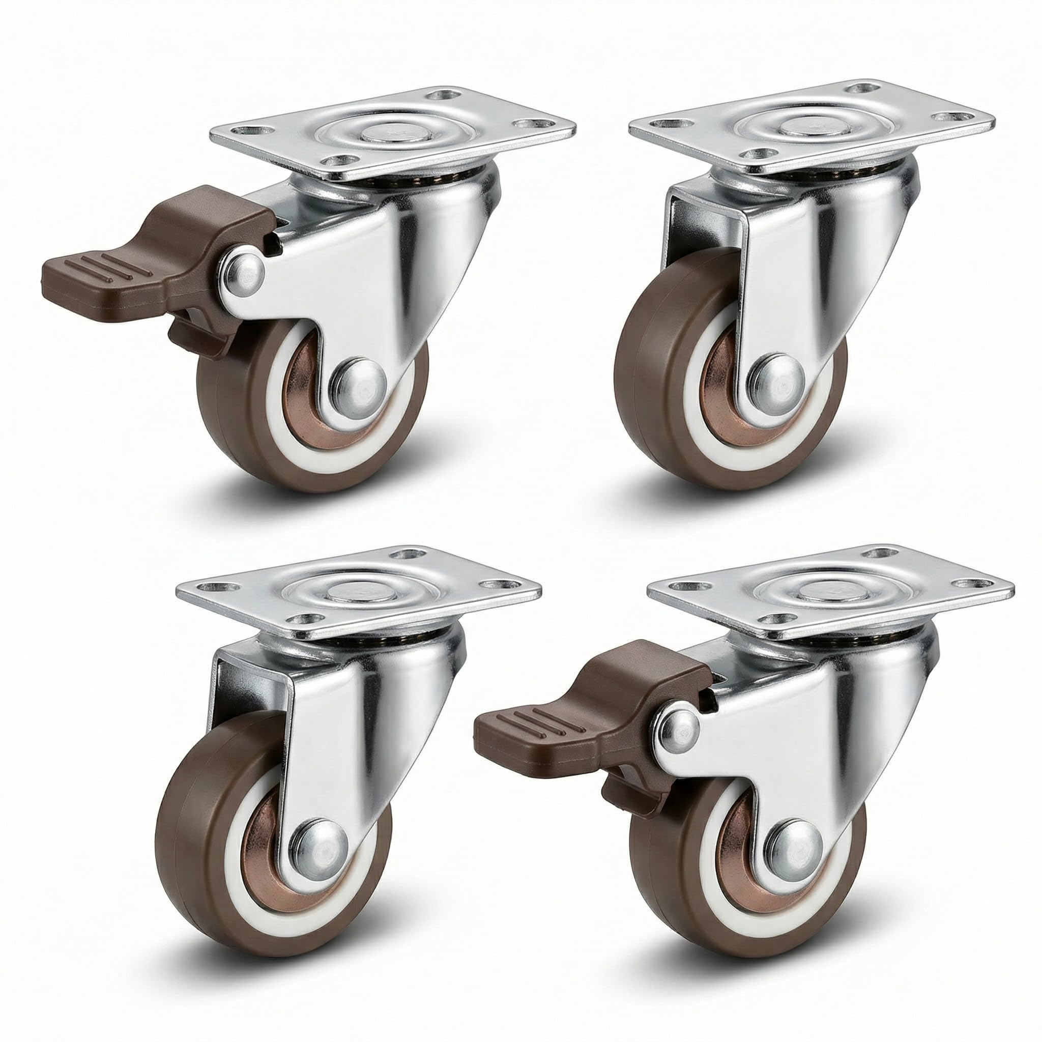ROLLEASE 1 Inch 25mm Heavy Duty Caster Wheels Set of 4 | 2 with Brakes & 2 Without | 360 Degree Braking and Locking Furniture-image-16