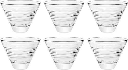 Barski - Vasos de cóctel sin tallo - Martini - Juego de 6 a 11 onzas - Calidad europea - Cóctel sin tallo - Martinis - con líneas horizontales