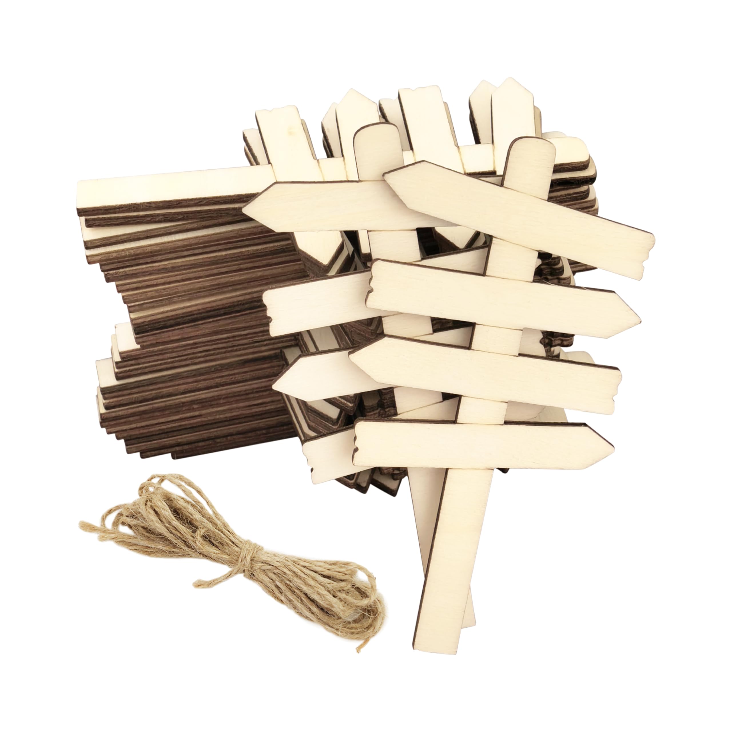 Photo 1 of 30 Pack Wood Arrow Sign Post Cutouts - 4 Inch Unfinished Wood Crafts