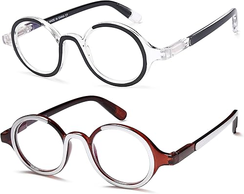 Miniatura 2 de Gafas de lectura para mujeres y hombres  Paquete de 2 lentes de lectura retro redondos con bloqueo de luz azul, lentes de lectura para computadora