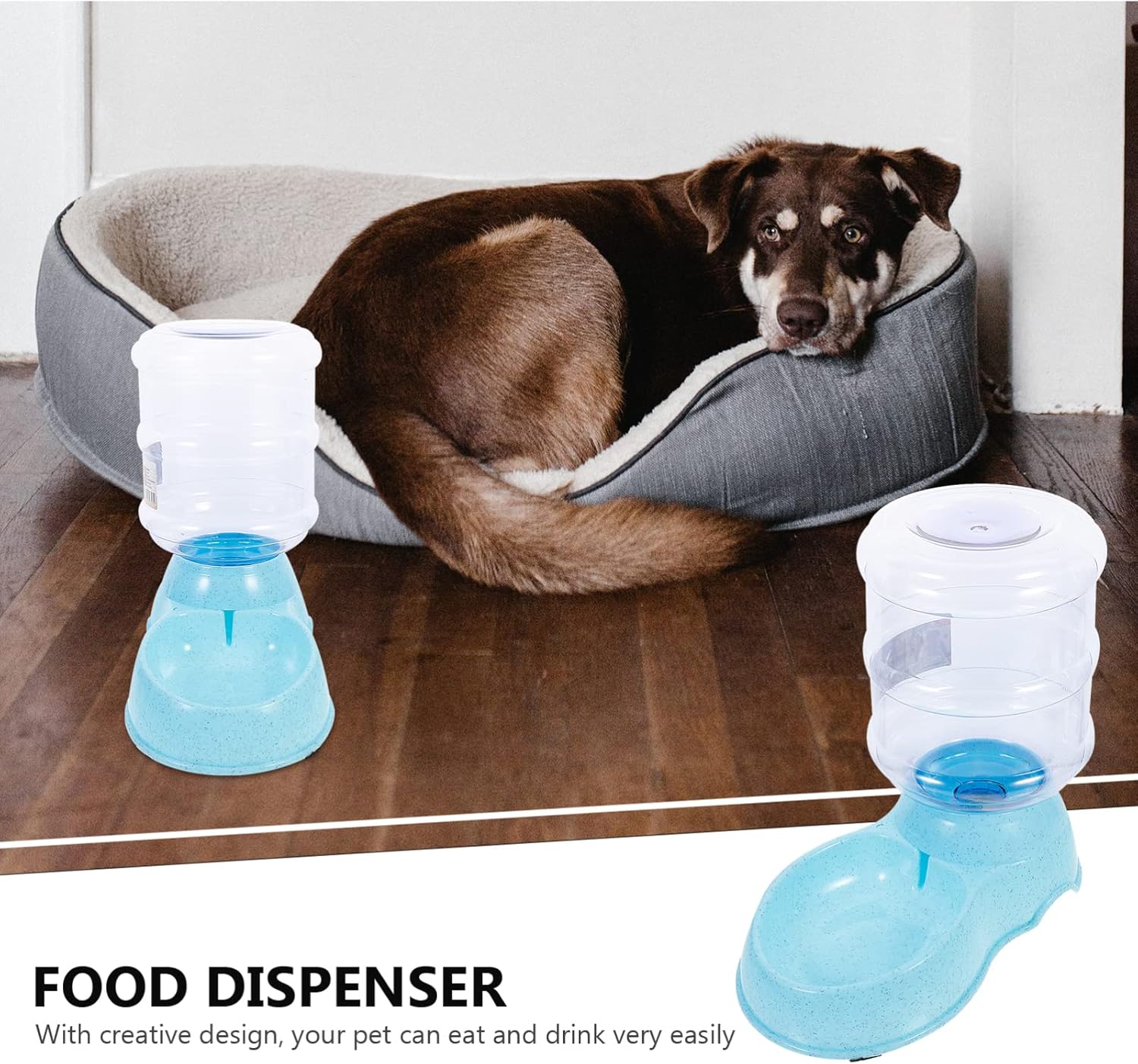 Hemobllo Dog Automatic Drinking Fountain Pet Food Bowl Dispenser 3.8l Capacity Skid- and Leakproof Design