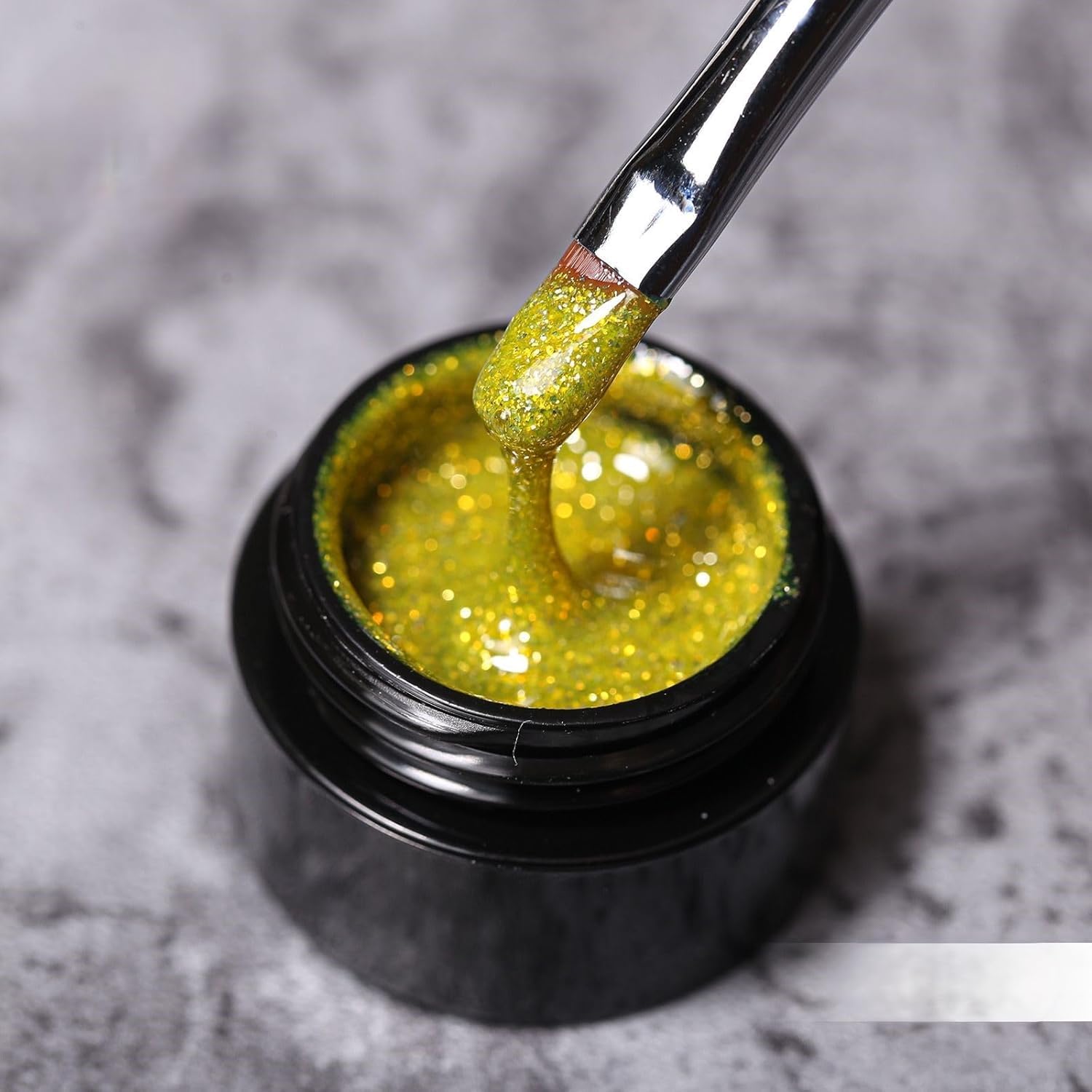 Bolt Bee Platinum Glitter Gel Polish, Ultra Shine UV/LED Nail Art Colour Gel for Salon & DIY Nails (Gold)-image-33