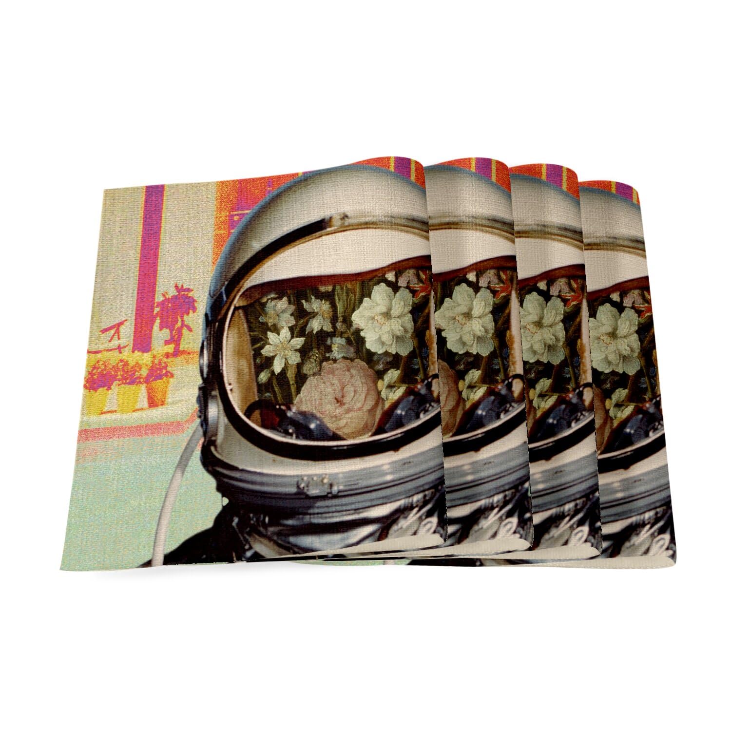 Sets de Table en Lin Lavables Espace et Fleurs pour Protéger votre Table