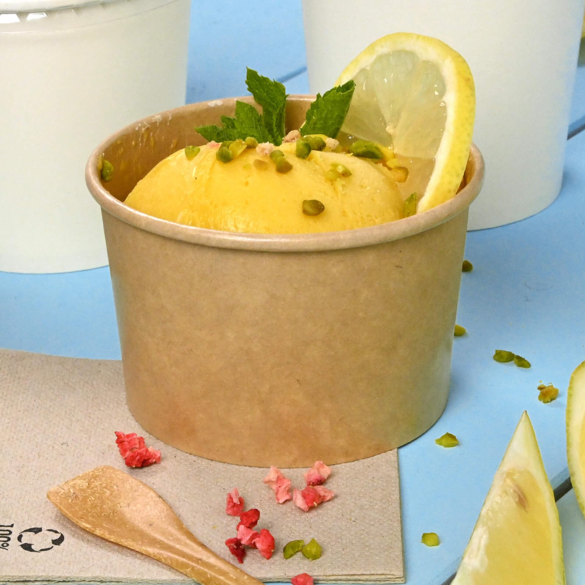 BIOZOYG Papierowe kubki do lodów 1000 sztuk 200 ml Kraft Powlekany Puchar Deser Jednorazowe papierowe miski do lodów wafle do deserów lodów jogurt owoce lodziarnia impreza