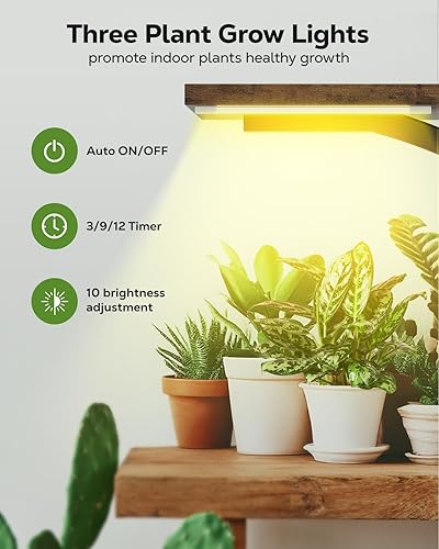 Vista 3 de Nieifi Soporte para plantas de interior con luces de crecimiento, 8 niveles de 61.8 pulgadas, estante grande para plantas de interior, estante