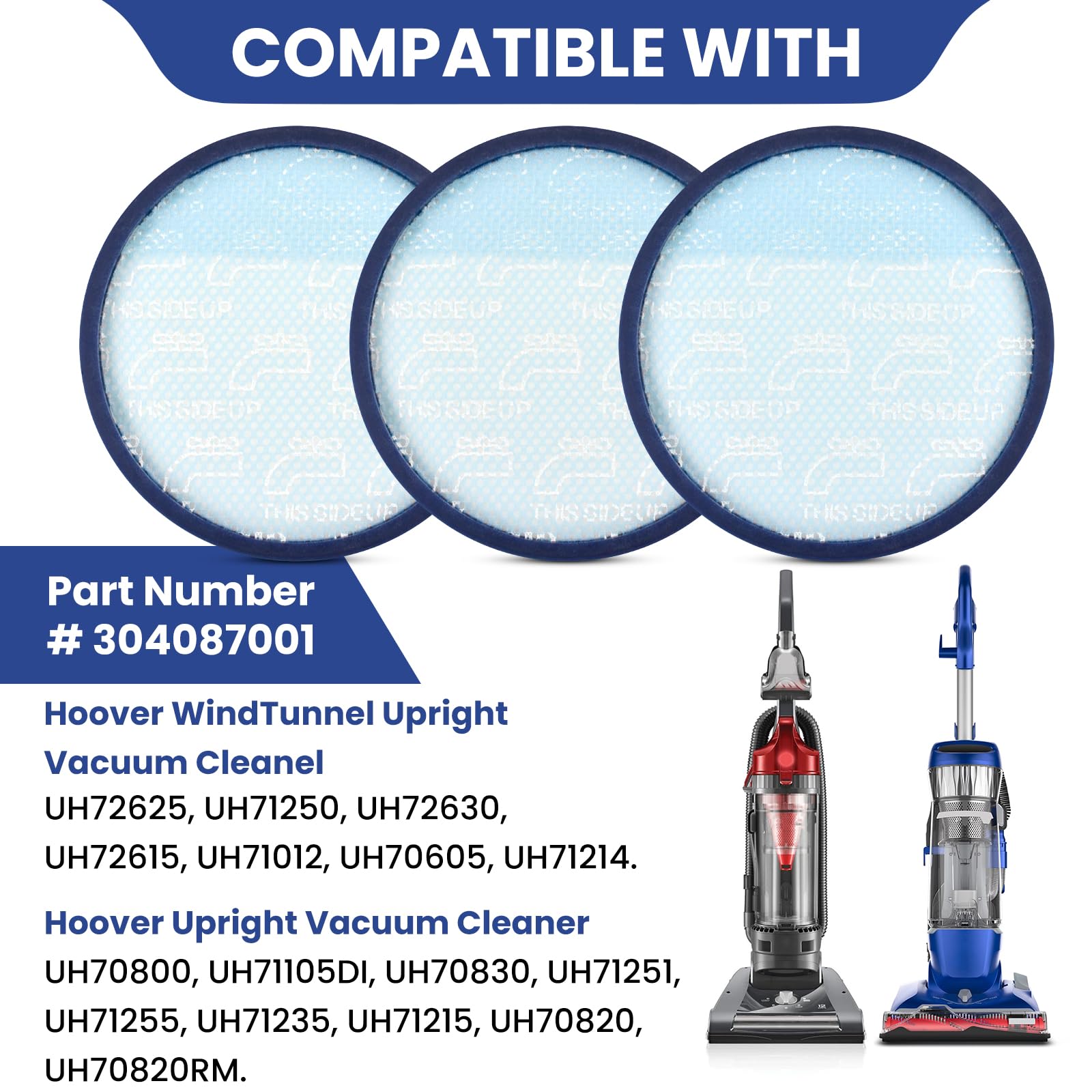 304087001 Vacuum Filters For Hoover Windtunnel Vacuum UH71250 Uh71255 Uh72600 Uh71230 Uh70825 Uh72630 Uh72625 Uh70832 Uh70820 Uh70830 Uh70800 Hepa Washable And Reusable 4 Pack-243808