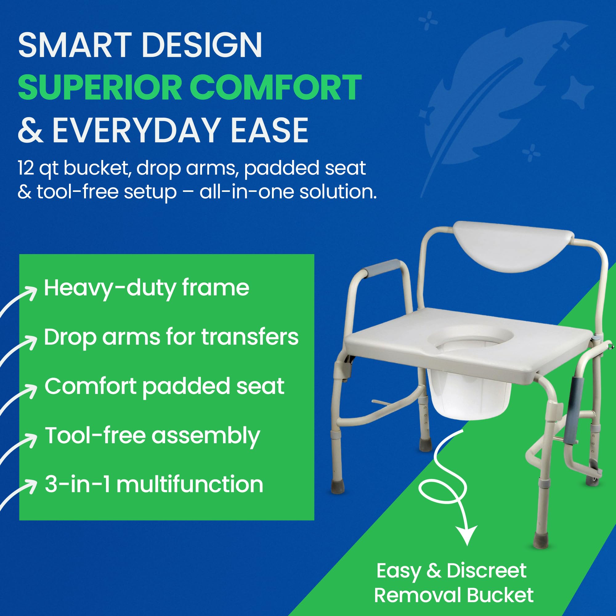 Healthline Trading Heavy Duty Drop Arm Bariatric Commode by Healthline Trading