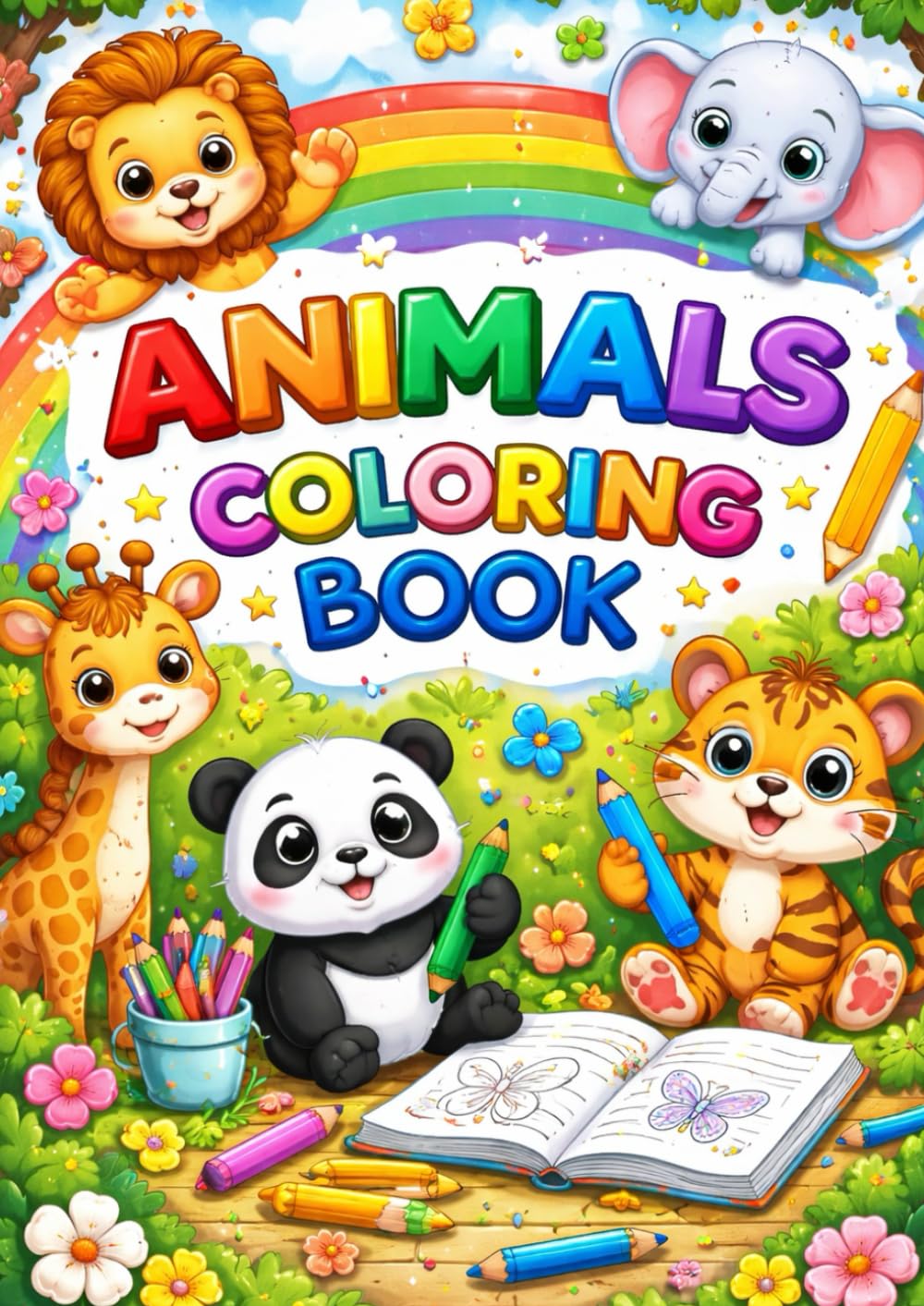 Fun Animals Coloring Book for Kids: Fun and Easy Animal Coloring Pages for Toddlers, Preschoolers, and Young Children Ages 2–6