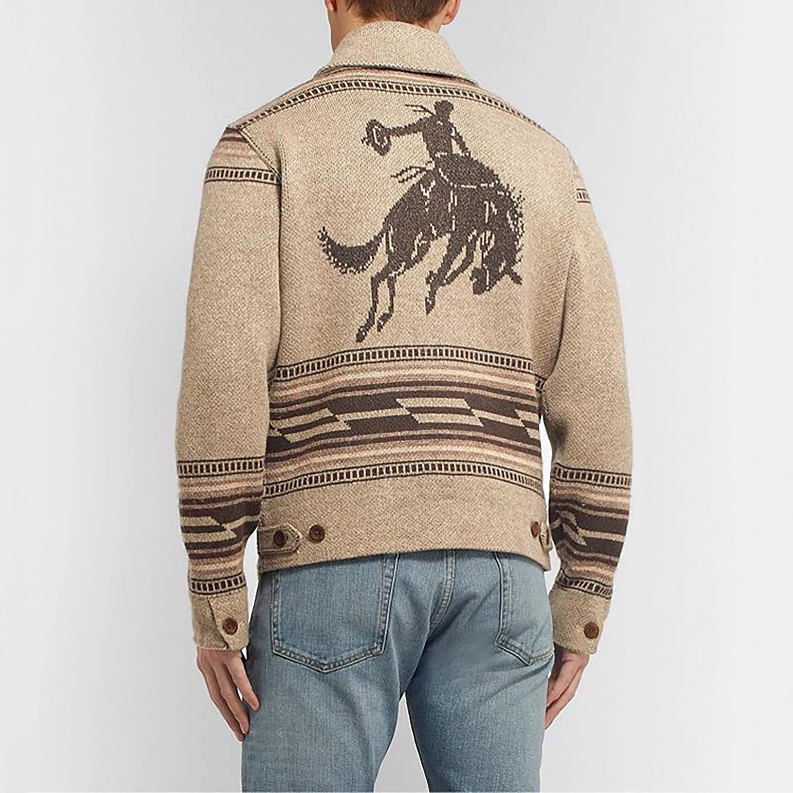 Suéter de punto para hombre, mezcla de lana de cachemira, botones de solapa, botón completo, cárdigan de punto de manga larga, suéter de punto con solapa, chaqueta de punto, abrigo de otoño, L