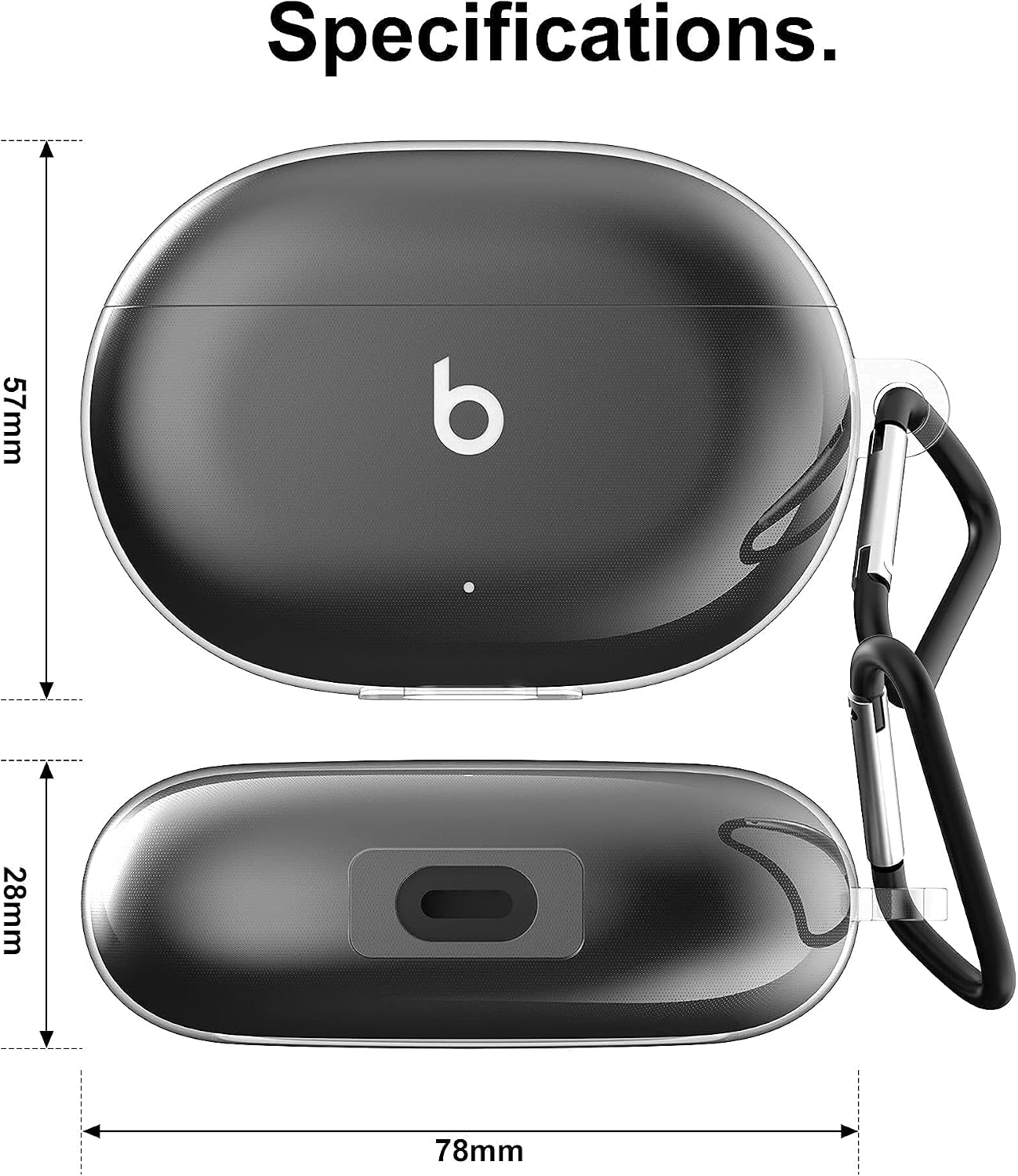 for Beats Studio Buds Case, Soft TPU Fully Protective Cover with Keychain, Waterproof, Dustproof and Shockproof (Clear)