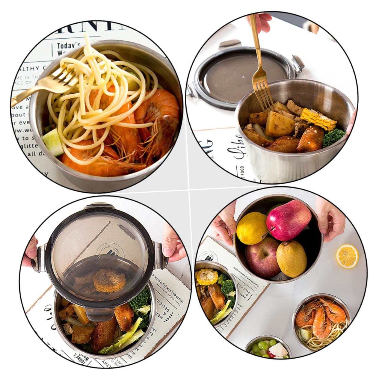 NOLITOY Stainless Steel Food Container 1Pc Lunch Box food storage case containers with lids fruit containers food containers for food Useful Lunch Holder Portable Food Container camping