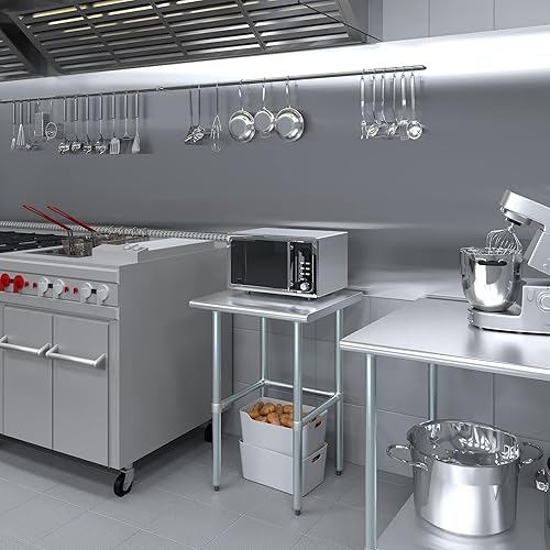 Miniatura 5 de AmGood Mesa de trabajo de acero inoxidable con base abierta, banco de trabajo de metal (base abierta de mesa de acero inoxidable, 24 pulgadas de