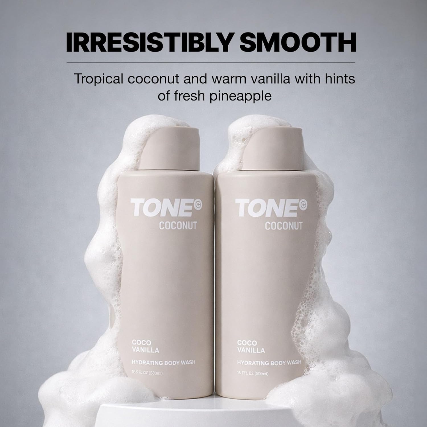 TONE Hydrating Body Wash, Coconut, Coconut-derived Cleansers Leaves Skin Clean, Moisturized & Refreshed, Long-lasting Iconic Scent, Suitable for All Skin Types, Dermatologist-Tested, 16.9 oz (2 Pack)