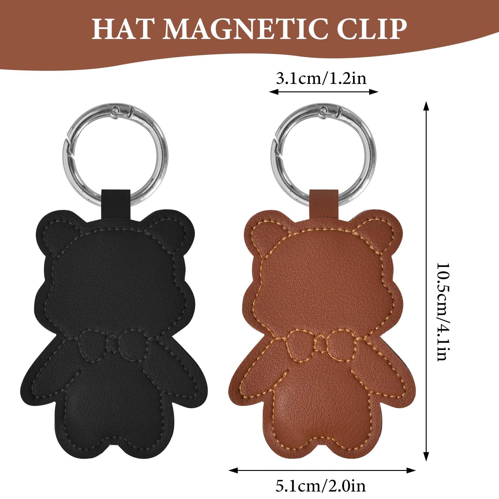 Clip Magnético para Sombrero de Viaje, Cuero PU Soporte Magnético Portátil Multifuncional 2 Piezas