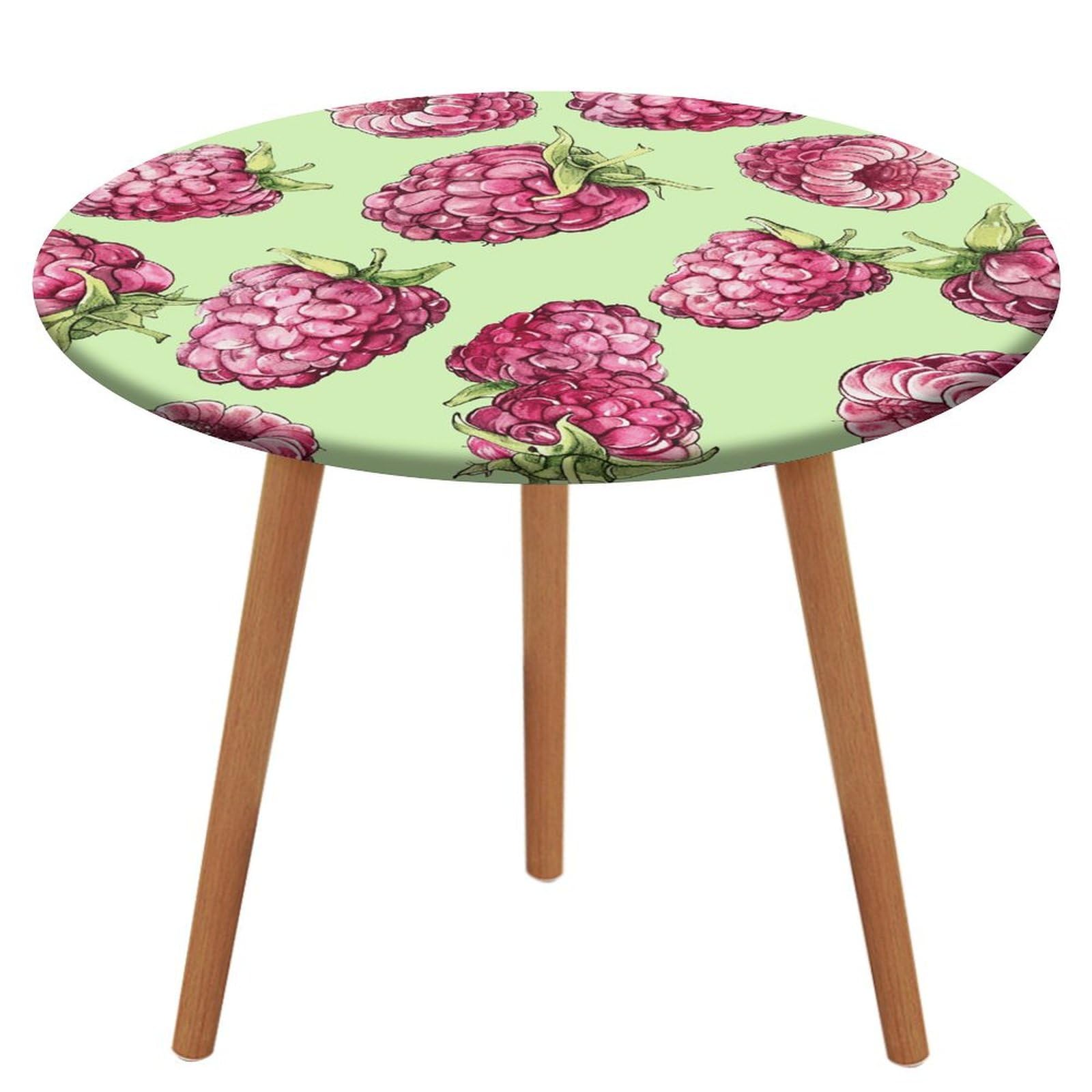 Nappe ronde ajustée élastique à motif pêche framboise pour table de camping
