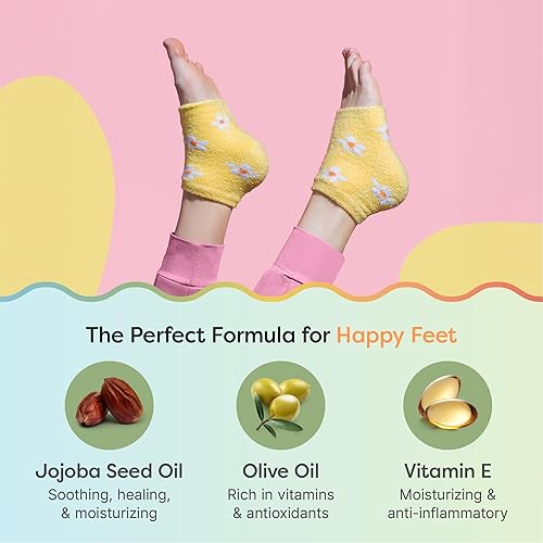 Miniatura 12 de ZenToes Calcetines hidratantes para tratamiento de talón agrietado, vitamina E, aceite de oliva y aceite de jojoba, calcetines de talón para Guepardo