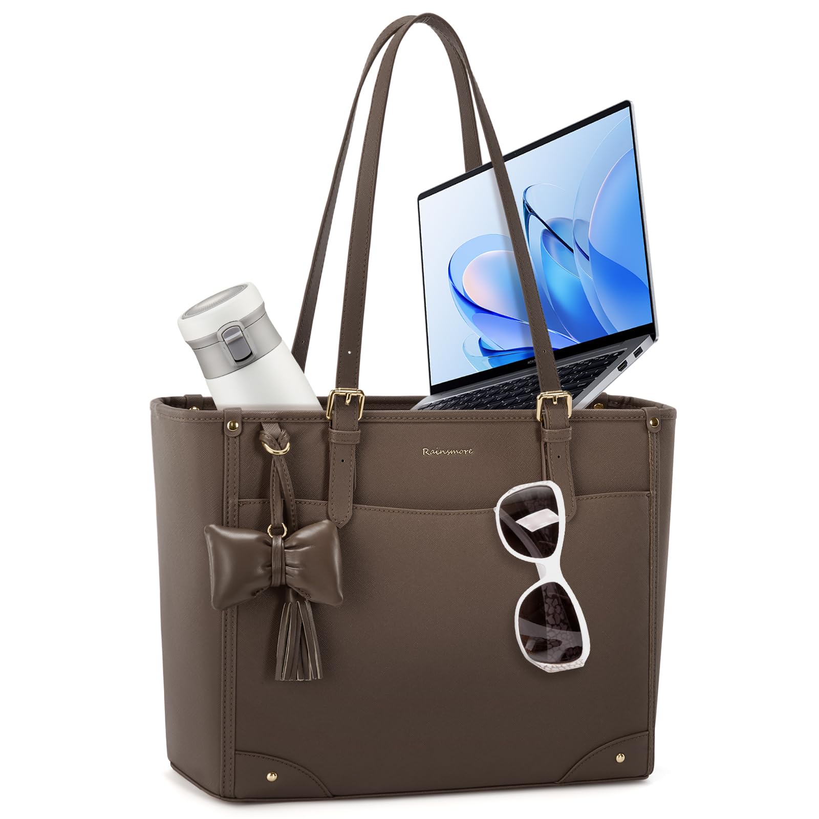 RAINSMORE Bolsas de mano para mujer bolso portátil grande