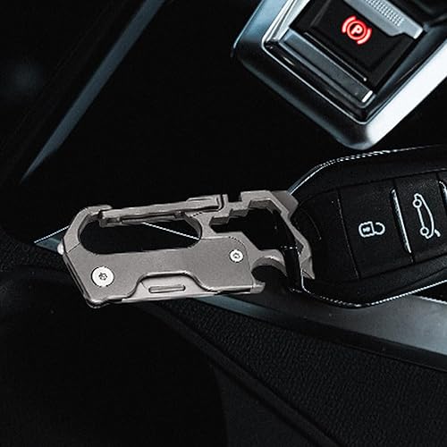 Miniatura 4 de Tibitdeer Cuchillo de bolsillo EDC, llavero de titanio multifuncional con VG10, cuchillo plegable, destornillador giratorio, clip multiherramienta,