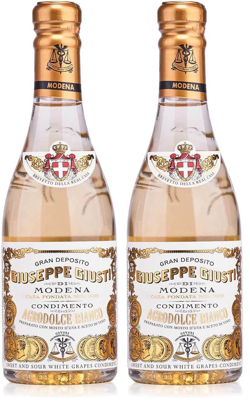 Giuseppe Giusti Condimento Agrodolce Bianco heller Balsamessig aus Modena in Traditionsflasche (1 x 0.25 l) (Packung mit 2)
