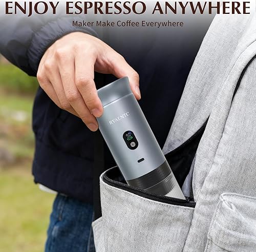 Miniatura 8 de Máquina de café espresso portátil 3 en 1 para viajes y campamentos, cafetera portátil de 20 bares con pantalla LED USB-C, cafetera para automóvil,