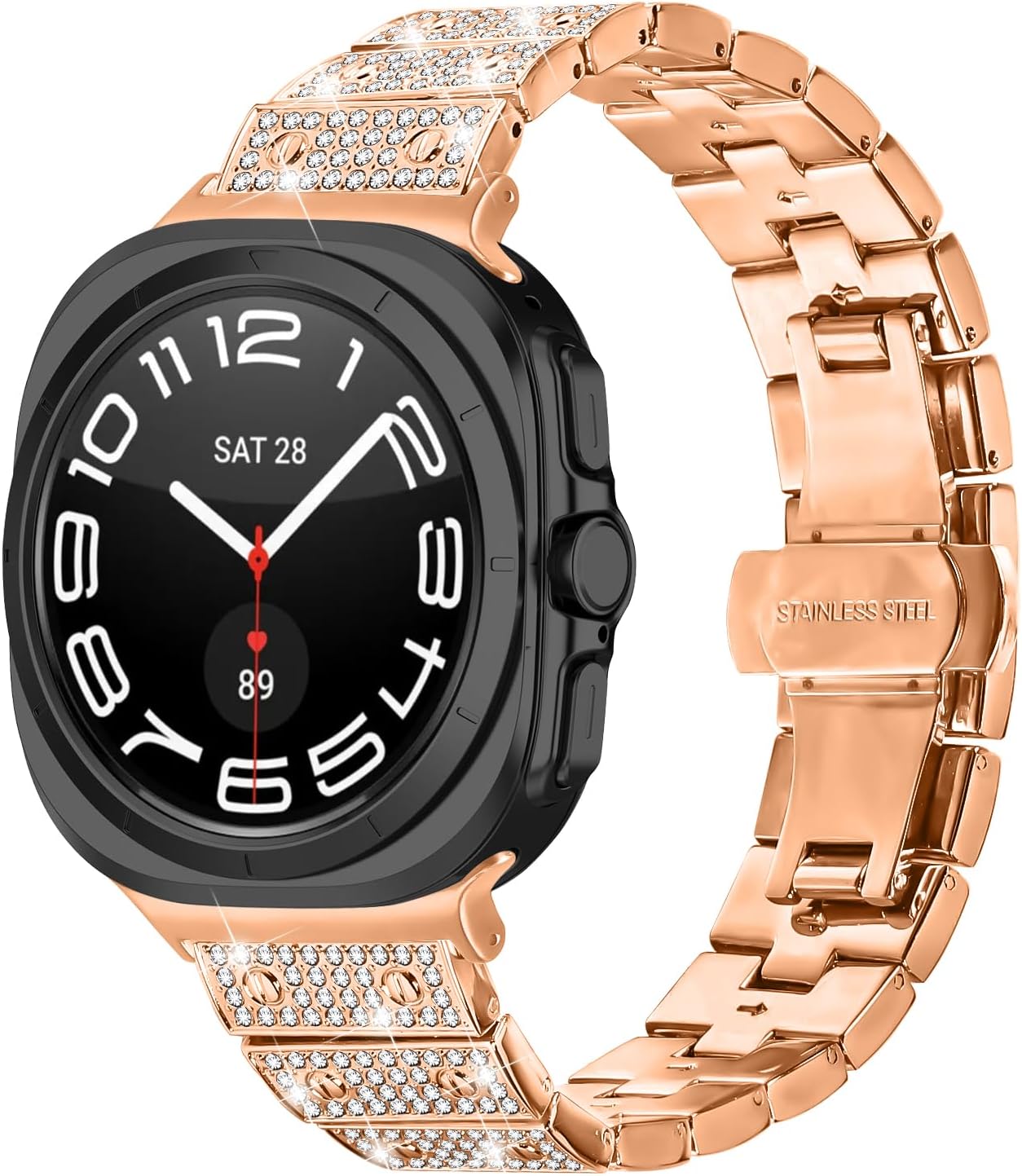 Bling Bands Compatible with Samsung Galaxy Watch Ultra 47mm(2024), Shinny Metal Bracelet Straps Luxurious Rhinestone Replacement Wristband
