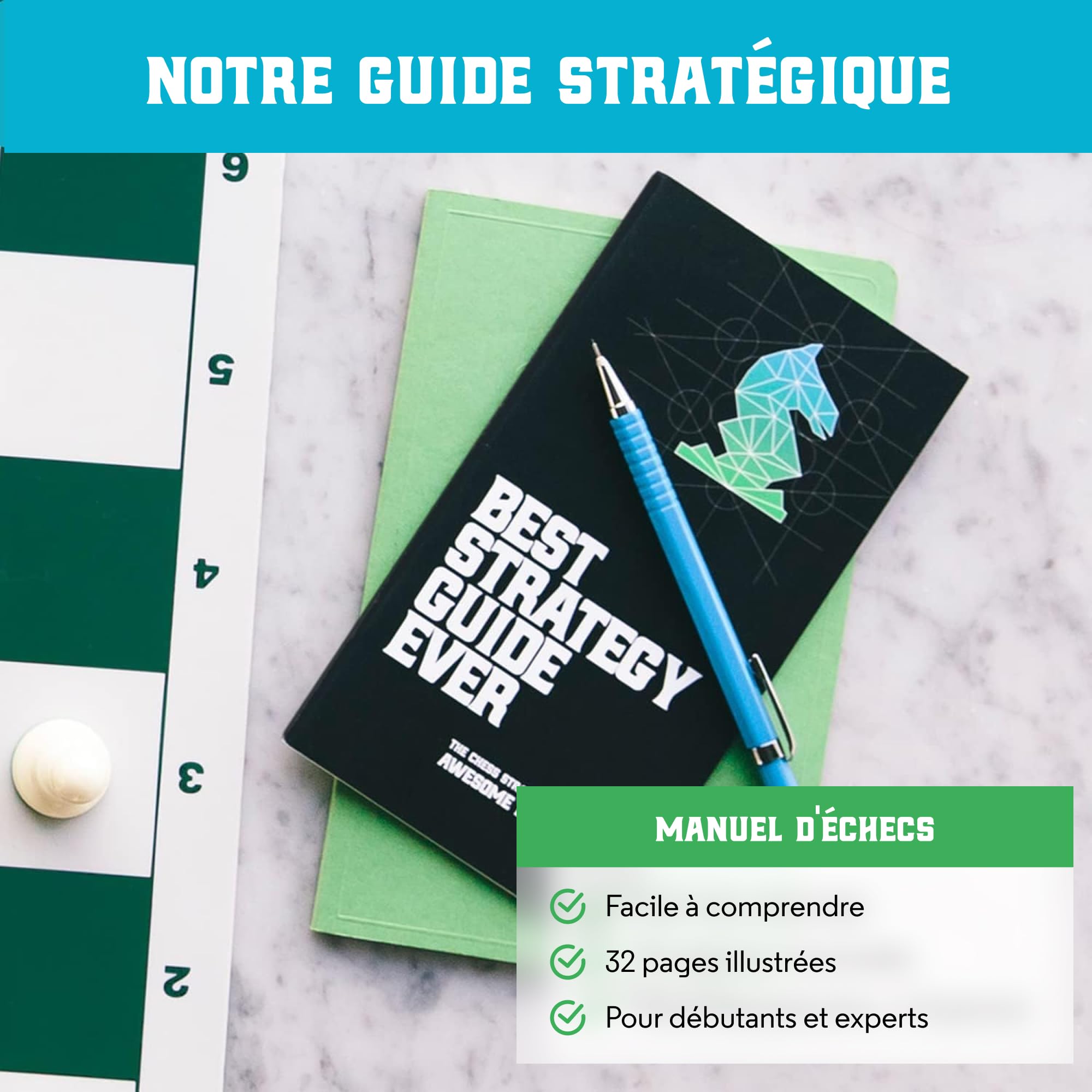 Best Chess Set Ever 3X: Jeu d'Échecs Professionnel, Échiquier Silicone Pliable et Réversible 50x50 cm, Pièces Staunton Modernes à Poids Triple (Roi 10,3 cm), Échecs Tournoi pour Adultes et Enfants