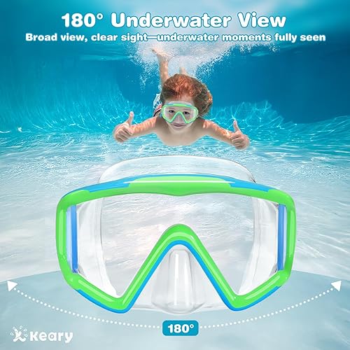 Miniatura 3 de Keary Gafas de natación para niños de 3 a 16 años, con cubierta para la nariz, antiempañamiento para niños y niñas pequeños