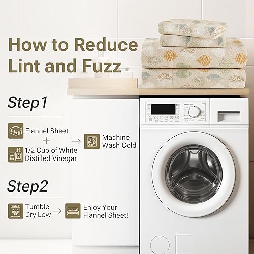 Miniatura 6 de True North by Sleep Philosophy - Juego de sábanas de franela 100% algodón, sábanas ultrasuaves y acogedoras para clima frío, estampado de hojas, 4