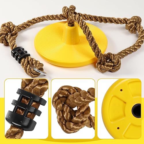 Miniatura 7 de ZNCMRR Columpio de árbol para niños, accesorios de cuerda de escalada para niños con asiento de disco, columpios de cuerda para árbol de disco para