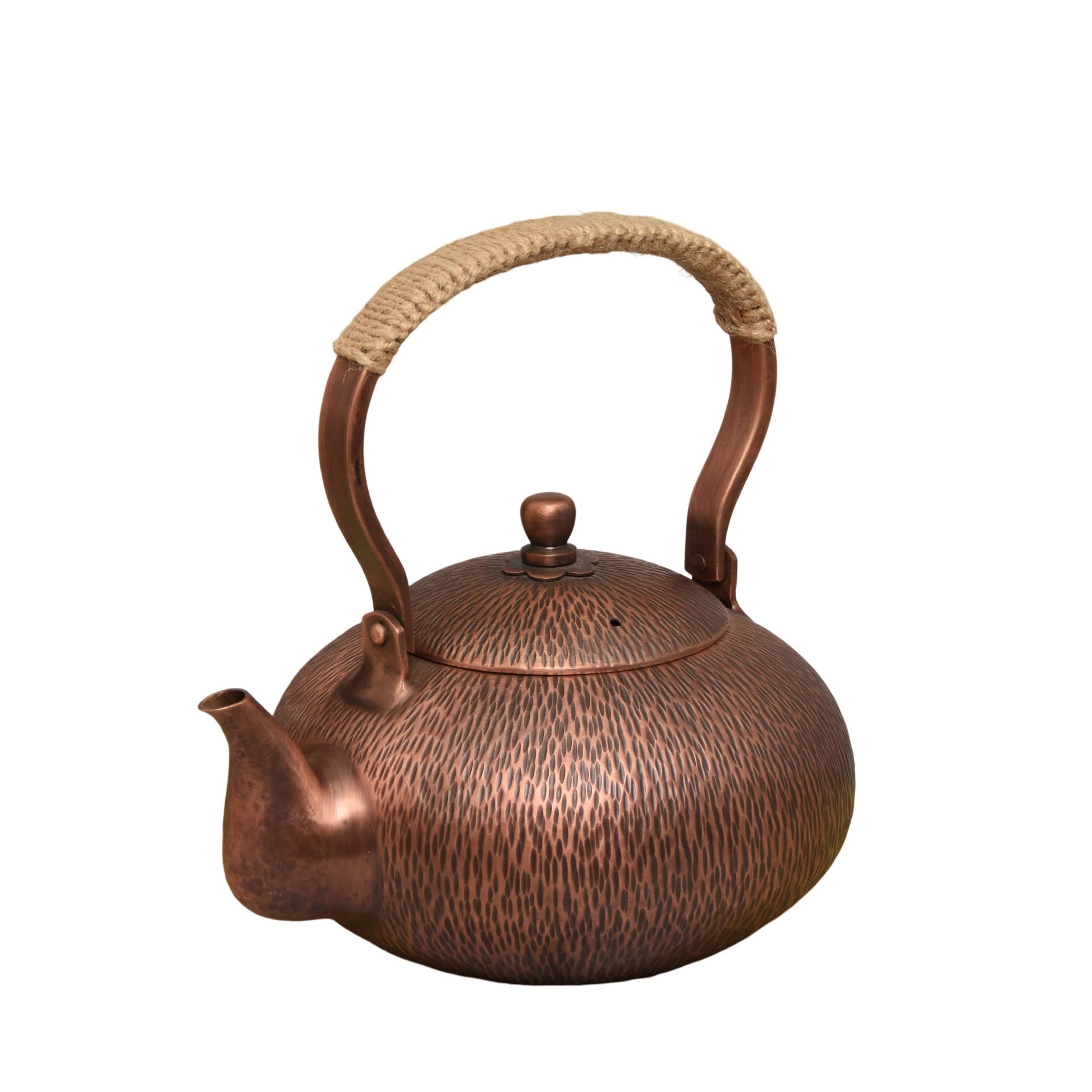 kkekos Handmade Copper Teapot Tea Kettle Chinese Teapot for Stovetop (2000ml tall,Brown)