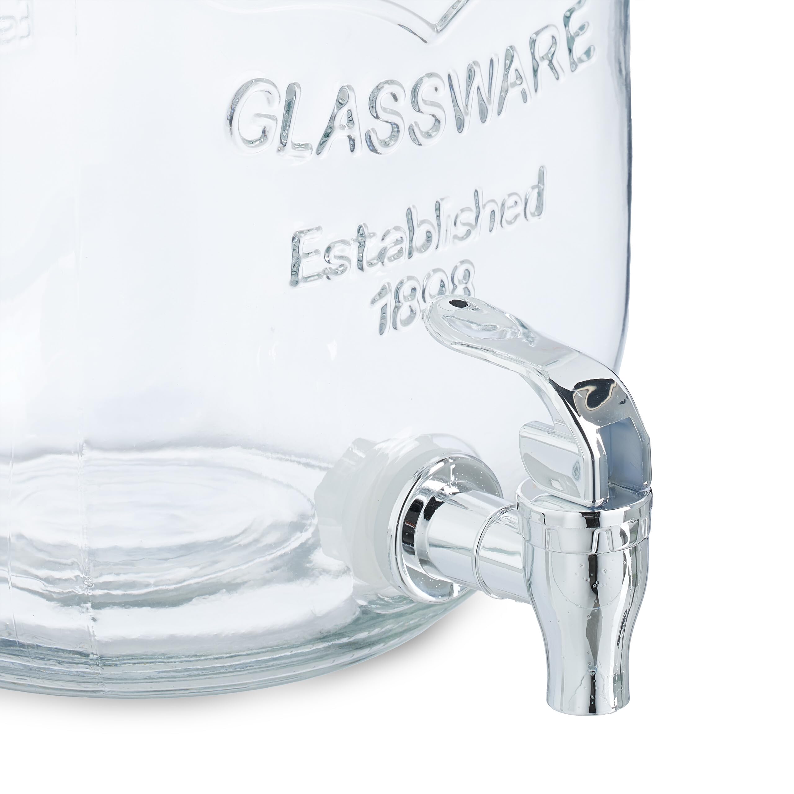 Relaxdays Distributeur de Boisson, en Verre, avec Compartiment et Couvercle, Volume : 8 litres, Transparent