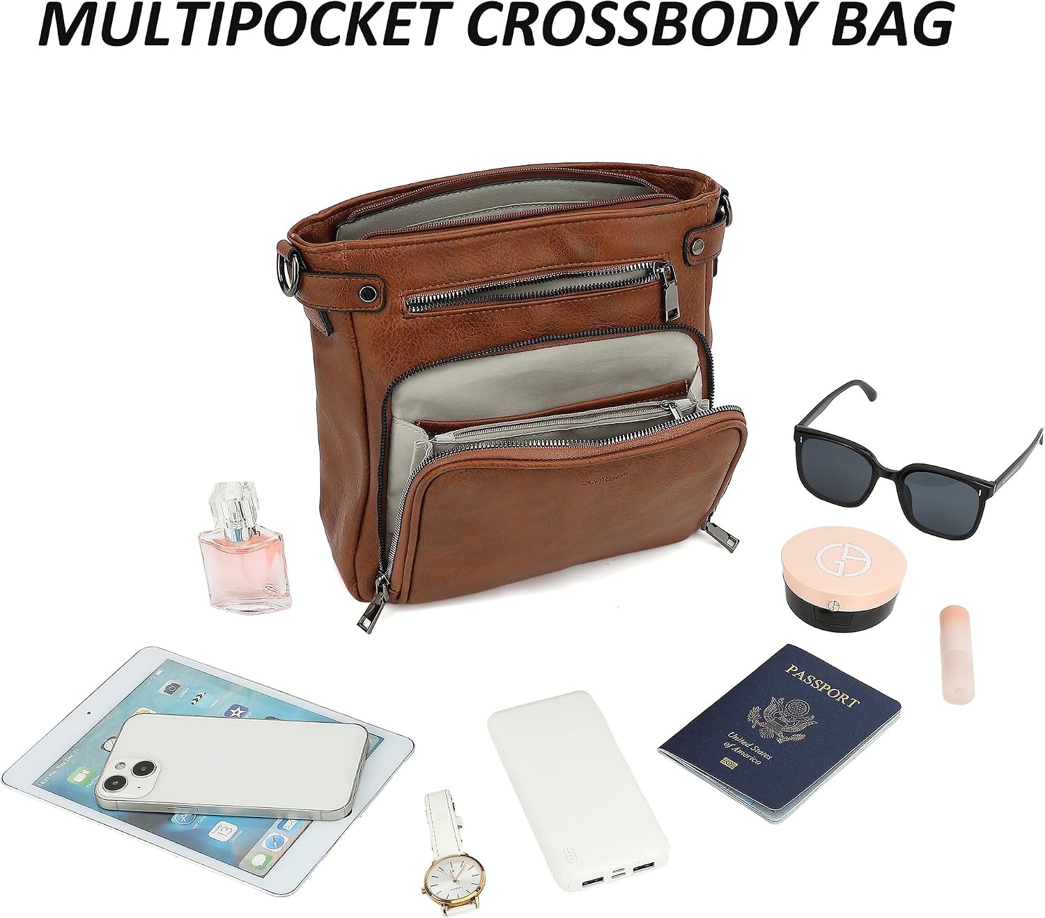 TANTOMI Crossbody Bags for Women Purses for Women Trendy Leather Shoulder Handbags Travel Purse with 6 Card Slots