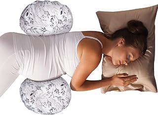 Boppy Side Sleeper Pregnancy Pillow with Removable Jersey Pillow Cover, Gray Falling Leaves, Compact Stay-Put Design with Signature Stretch Panel, Prenatal and Postnatal Positioning