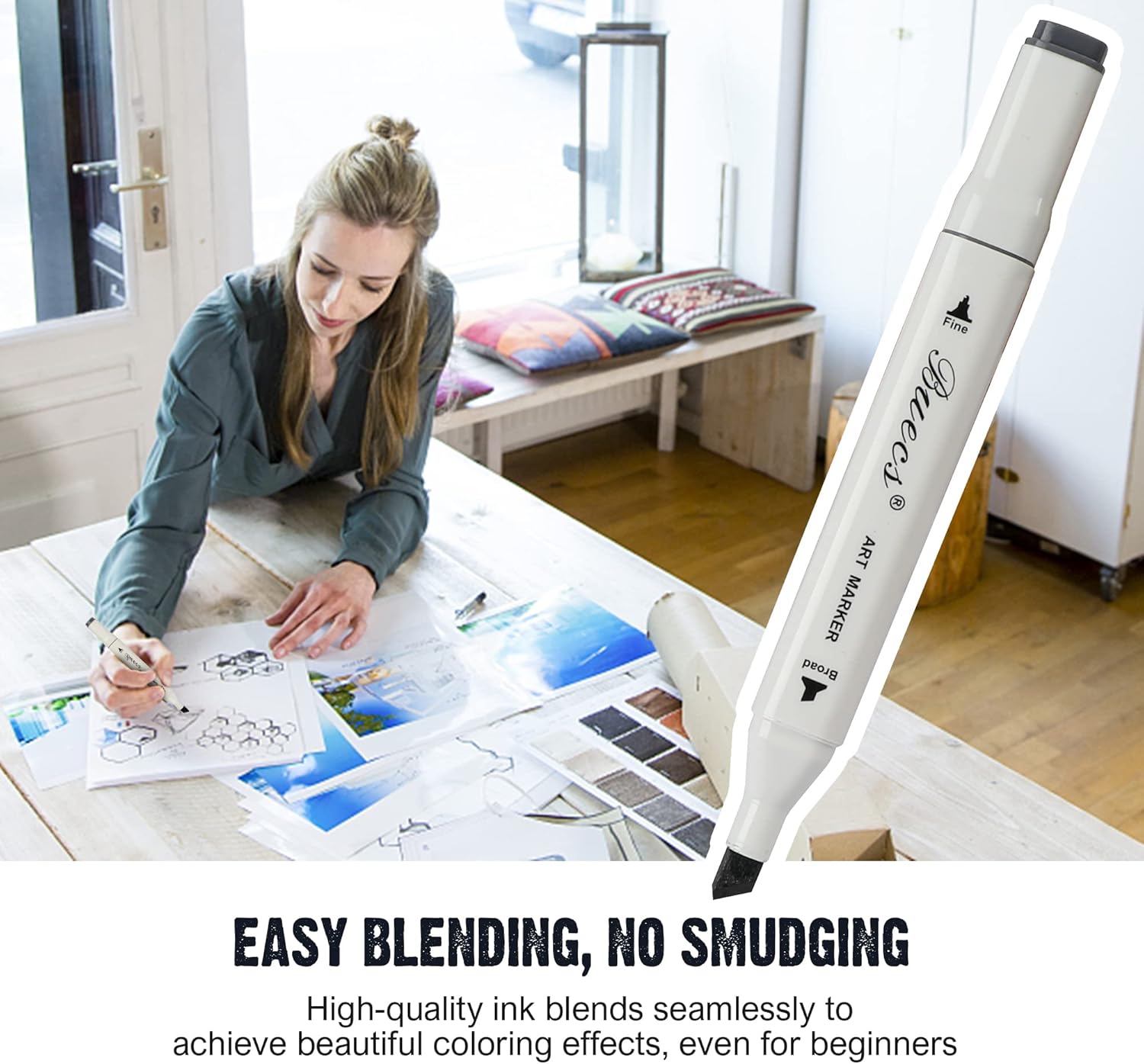 Alcohol Markers: Double Tipped Art Marker, 60 Count, suitable for Adults Artists Painting, Coloring Drawing Sketching, Multicolor - Image 5