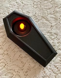 Mini Coffin Tea Light Candle Holder 3D Printed Black Purple Red - Funeral Box Basket Small Candle Tealite Burner (Black)