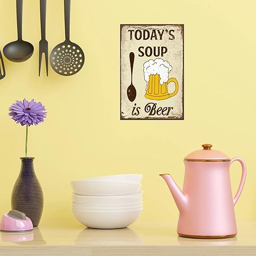 Miniatura 4 de Póster decorativo de pared de metal con letrero de cerveza, sopa es cerveza, para el hogar, bar, cocina, cervecería, salón, bar, restaurante,